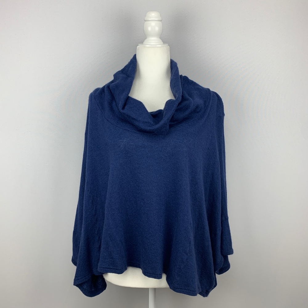 BRANDY MELVILLE Navy Blue Angora Blend Cowl Neck Soft Cozy Cape Sweater …